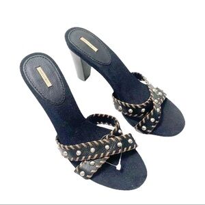 Max Studio Black studded leather heels SZ 10